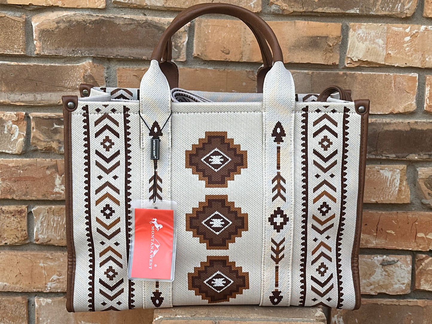 Montana West White Aztec tote