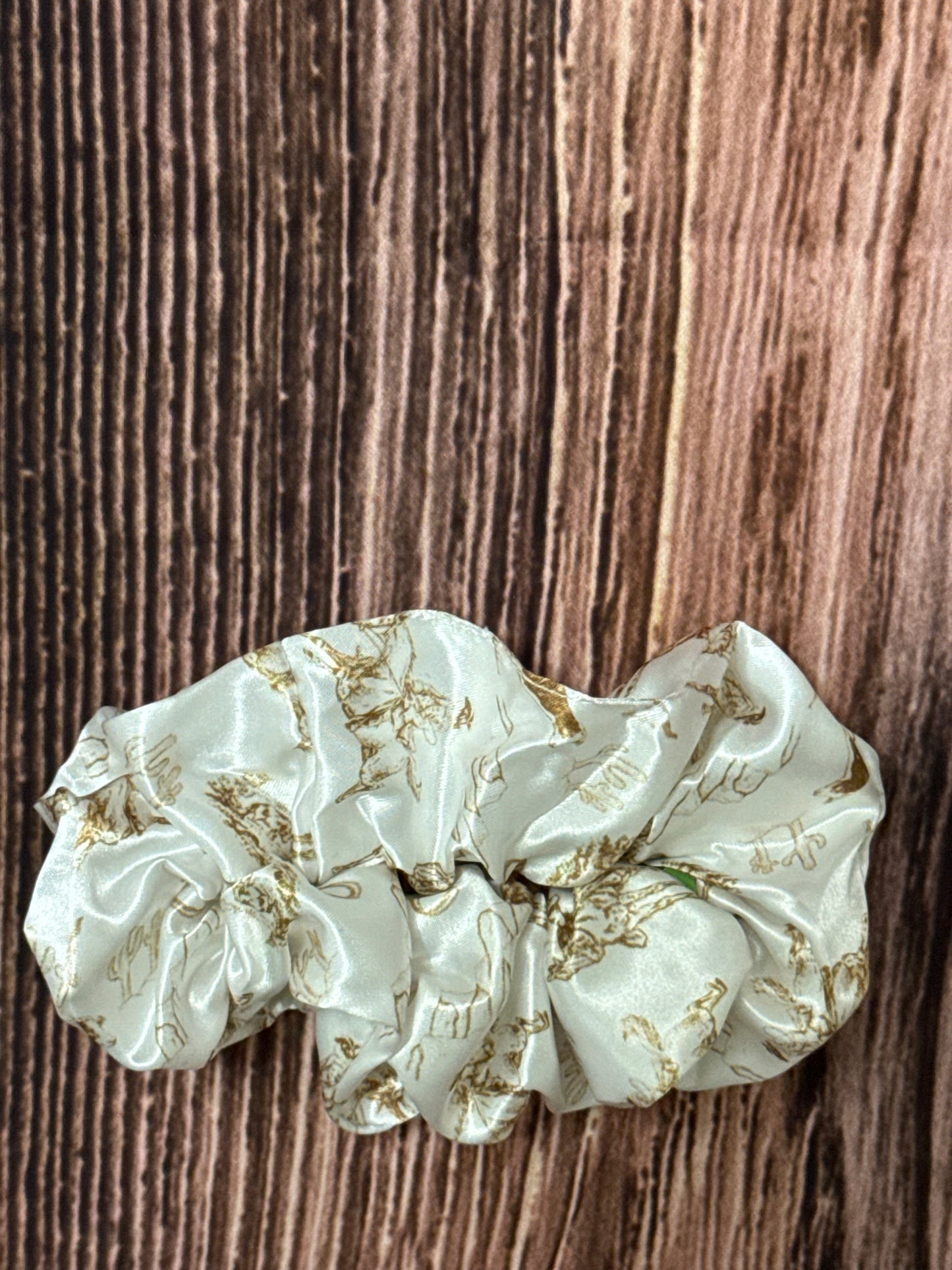 Cream western scene scrunchie