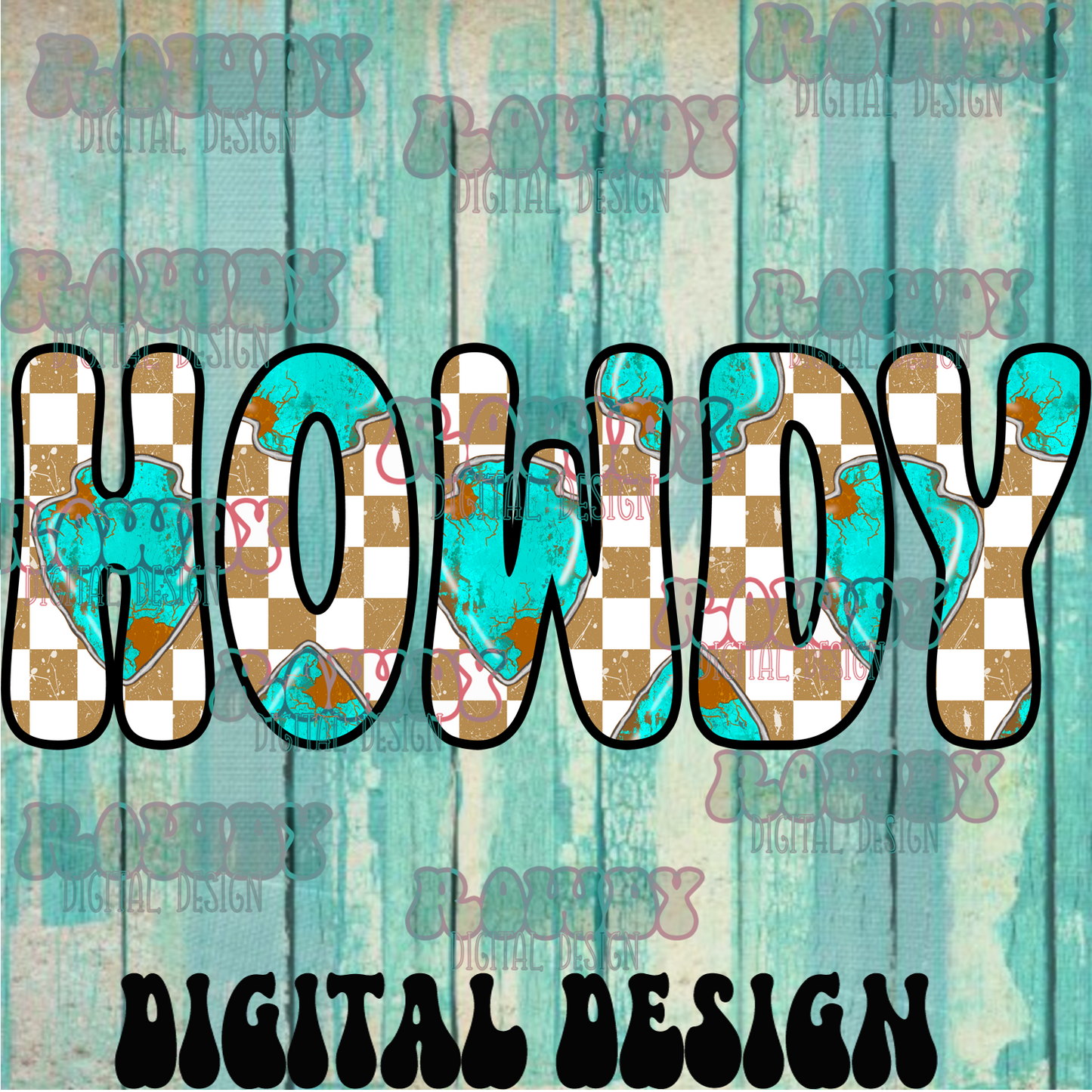 HOWDY CHECKERED DIGTIAL DESIGN