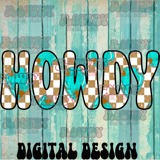HOWDY CHECKERED DIGTIAL DESIGN